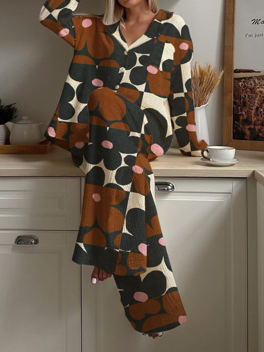 Women's Plaid Floral Pajamas Set