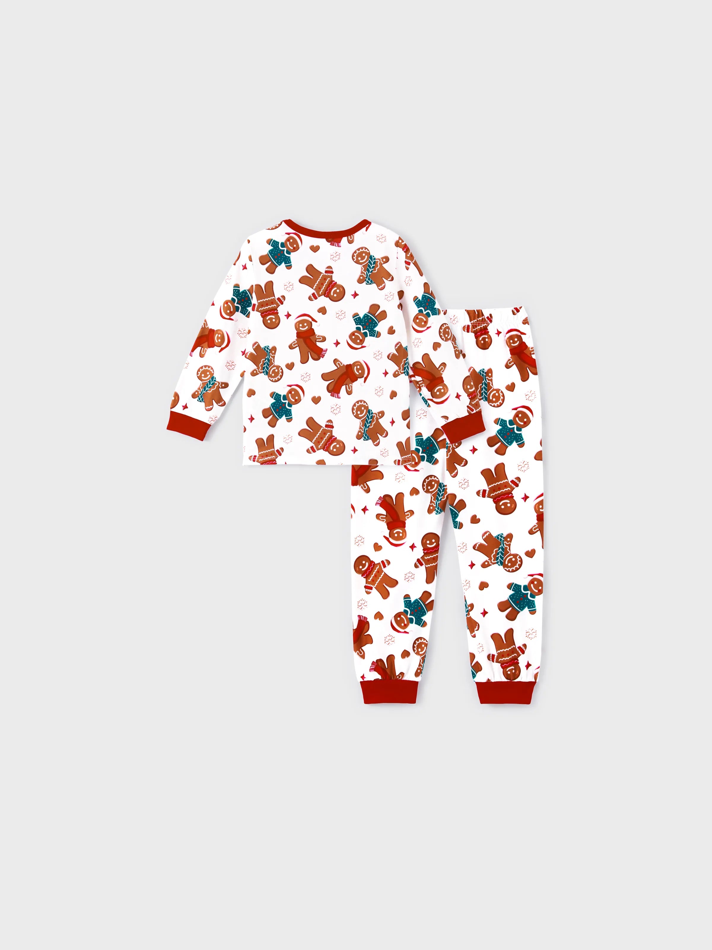 Christmas Family Matching Cartoon Gingerbread Man Allover Print Pajamas Sets