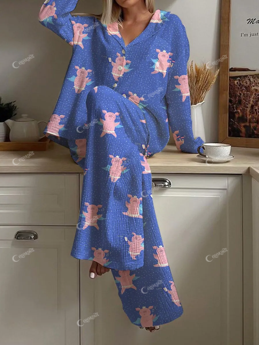 Women's Flying Pig Pajamas Set