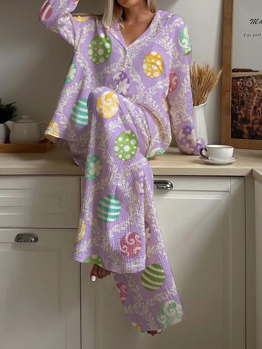 Women's Easter Plaid Egg Pajama Set