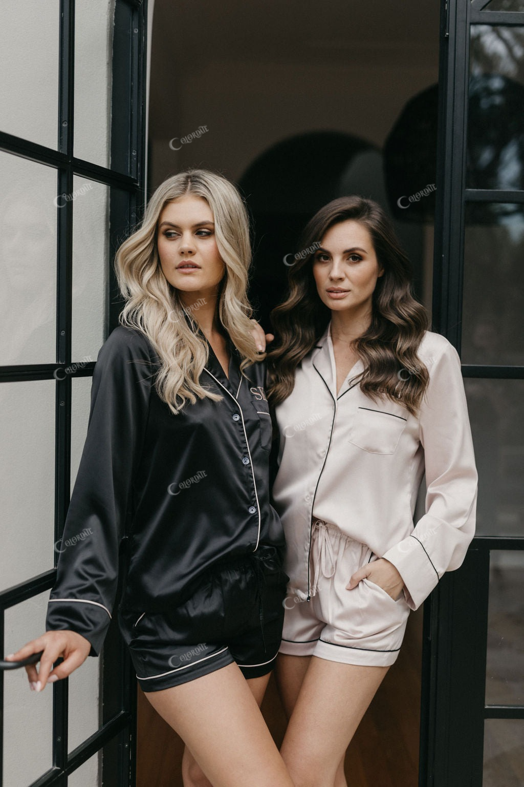 Women's Sleepwear Personalised Satin Pyjama Set Long Sleeve and Long Pants Bridal Suit