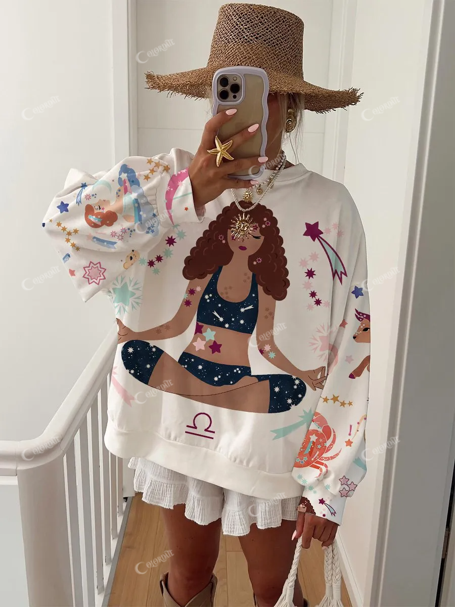 Women's Meditation Art Painting Printed Home Long Sleeve Sweatshirt