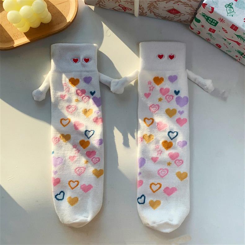 Valentine's Day Heart Holding Hands Eyes Knitted Socks