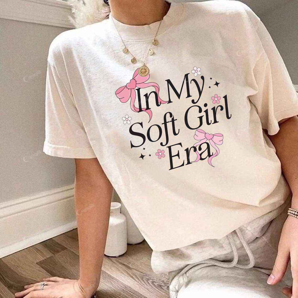 Women's In My Soft Era Print Round Neck Short Sleeve Tee