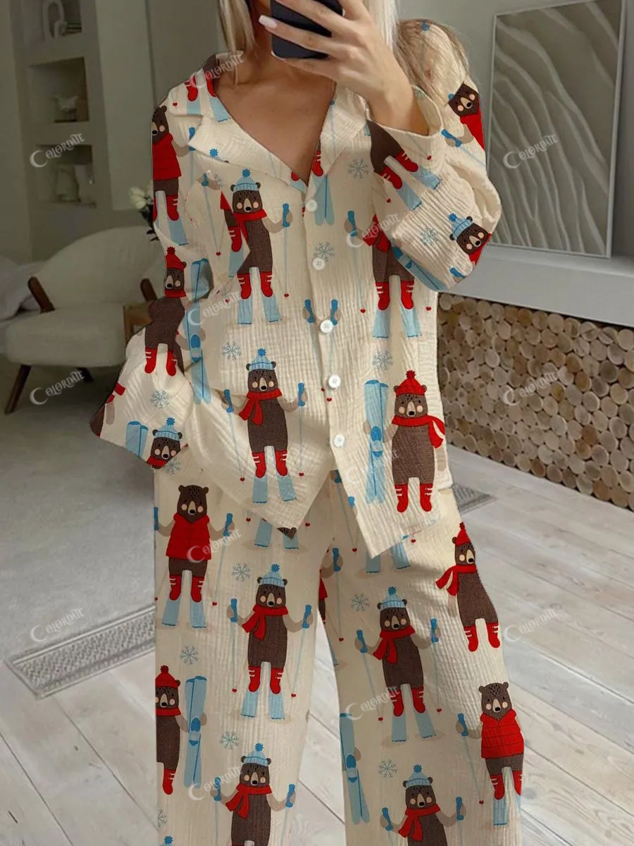 Women's Ski Bear Pajamas Set