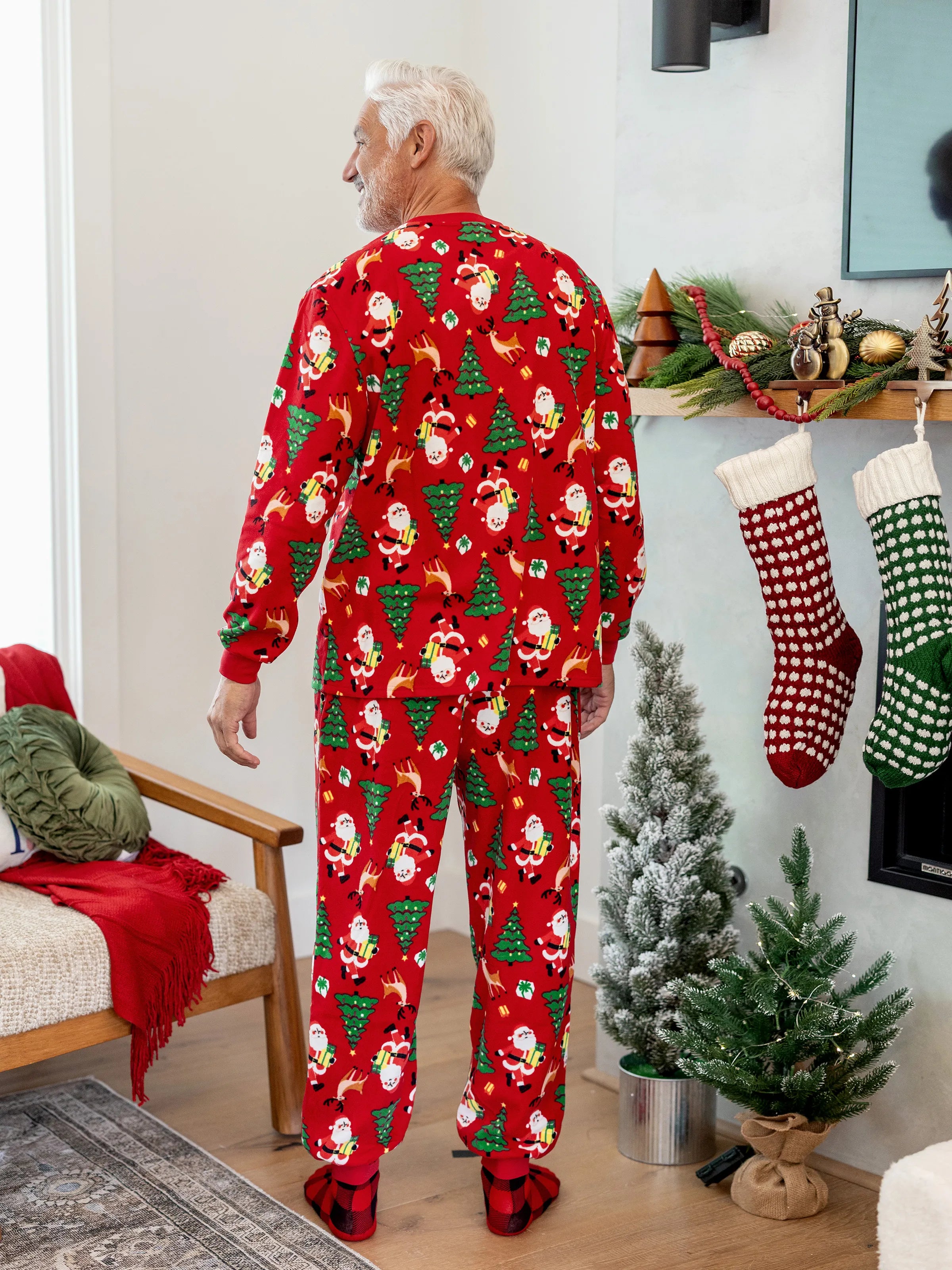Christmas Matching Family Pajamas Set Santa Claus and Christmas Tree PJS