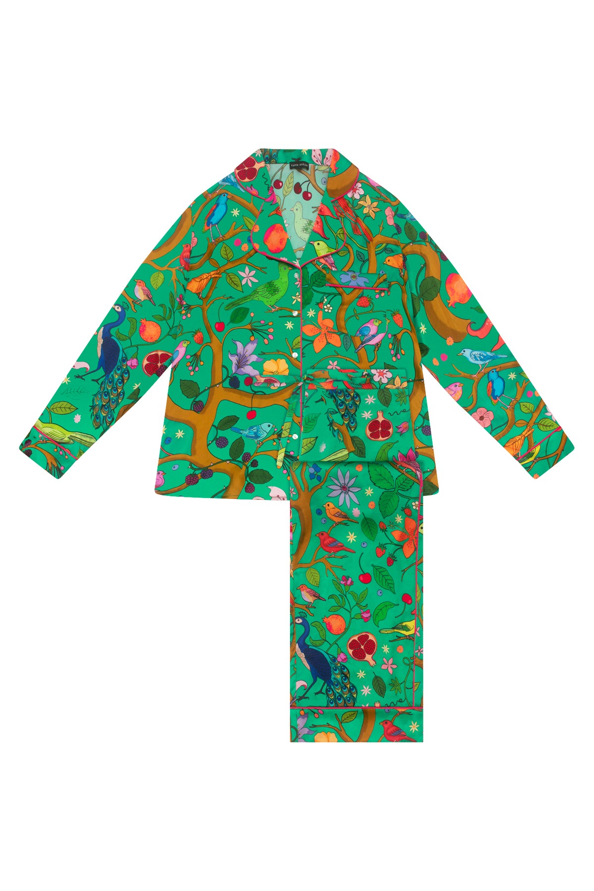 [Copy]Women's Lapel Wild Geese Print Long Sleeve Pajama Set