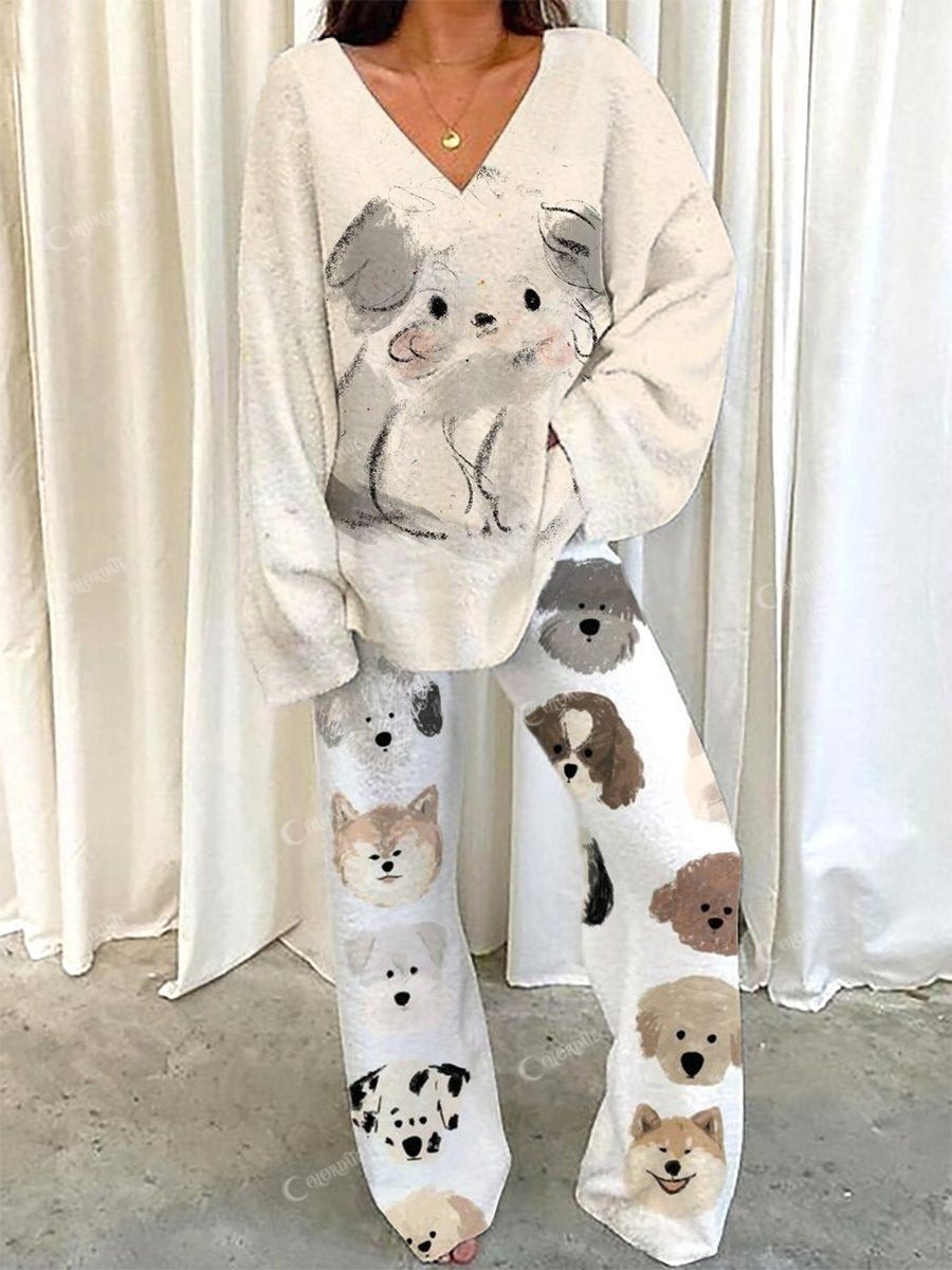 Women's Cute Puppy Loungewear Set
