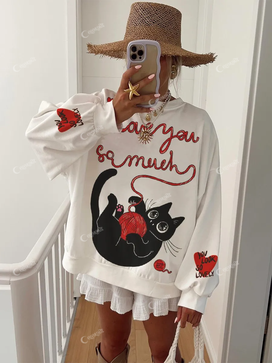 Women's Cute Animal Fun Print Home Long Sleeve Sweatshirt