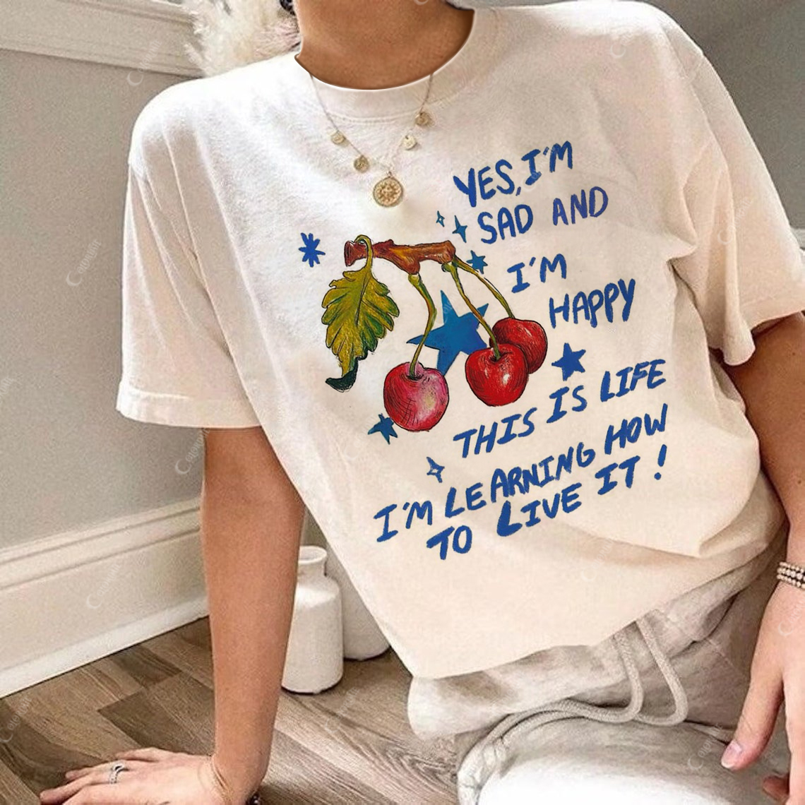 Women's This Is Life Print Round Neck Short Sleeve Tee