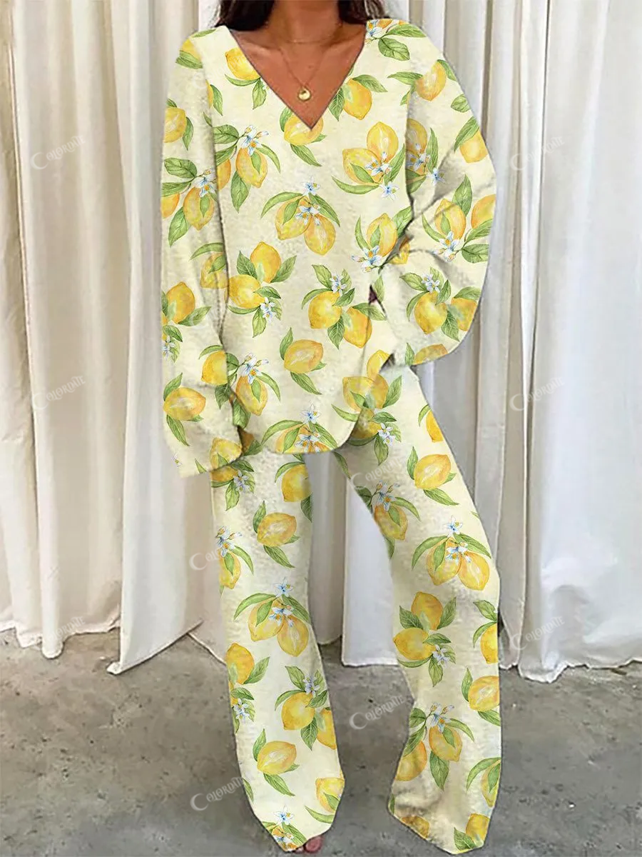 Women's Fresh Lemon Sweatshirt Set