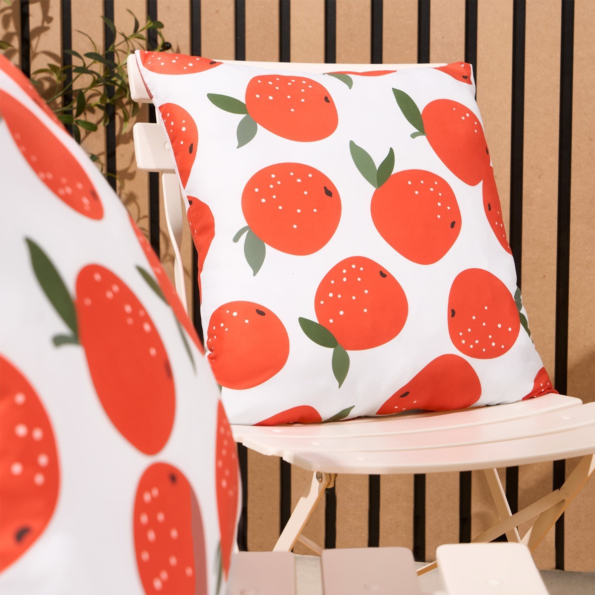 Indoor/Outdoor Orange Print Cushion