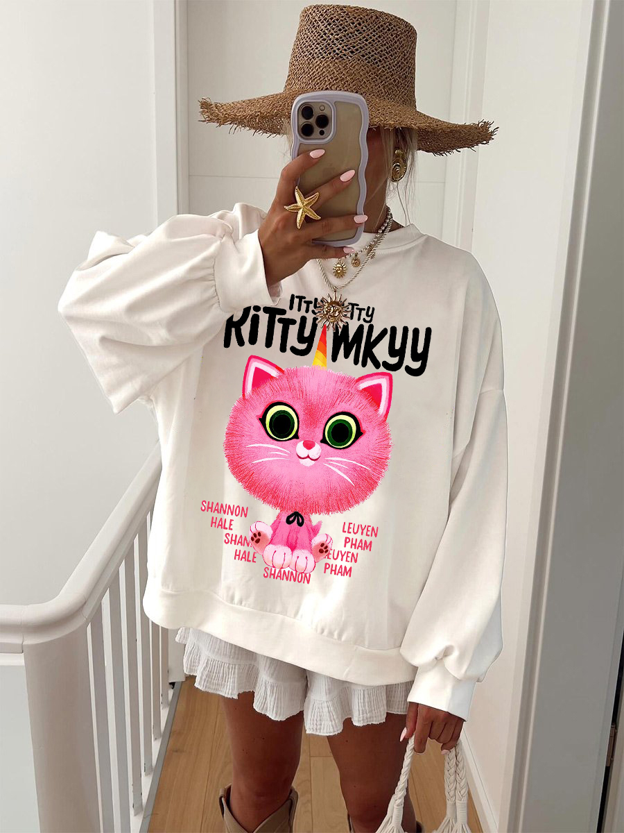 Women's Cat Letter Print Sweatshirt