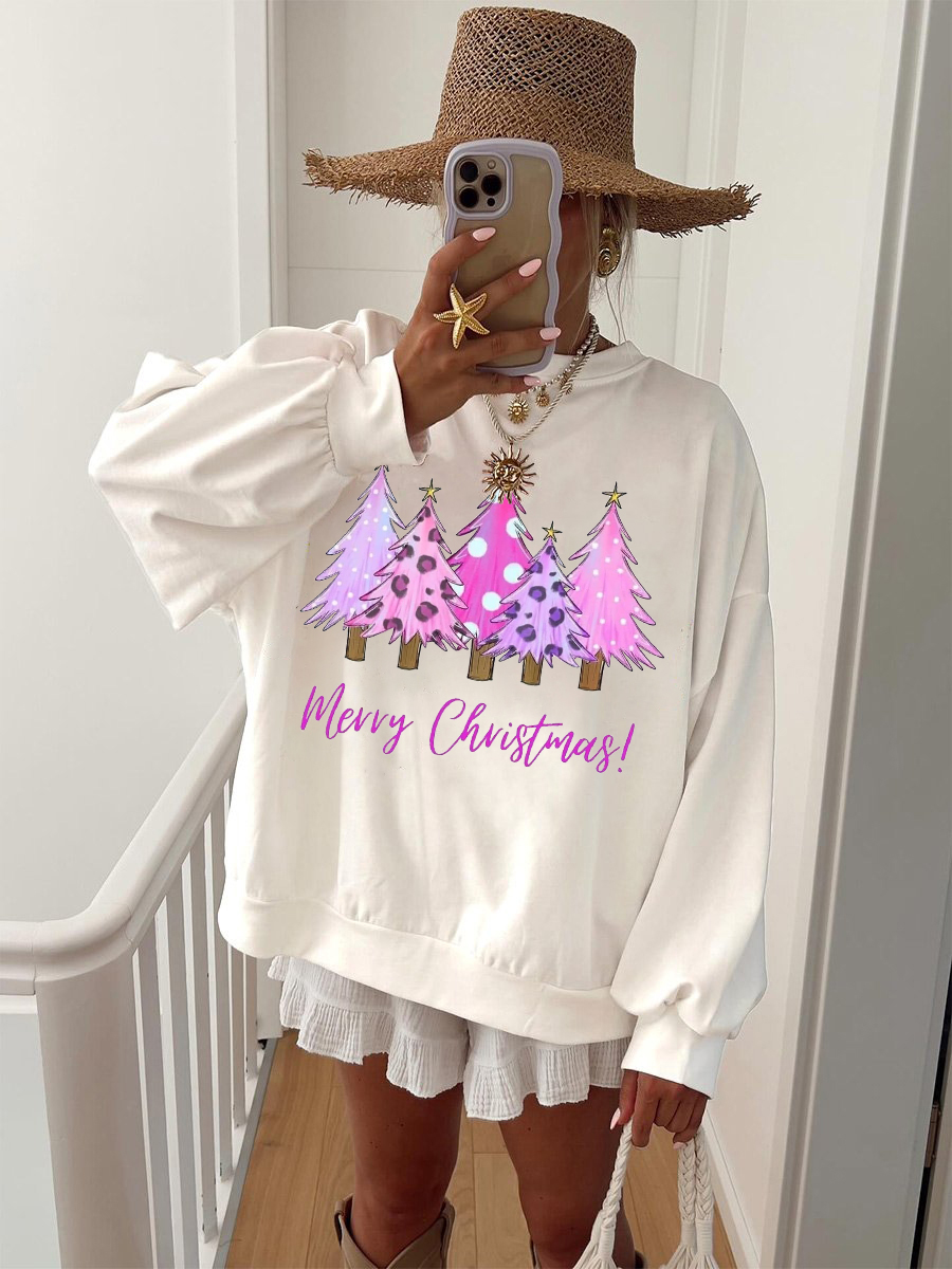 Women's Christmas Tree Letter Printed Casual Homewear Sweatshirt