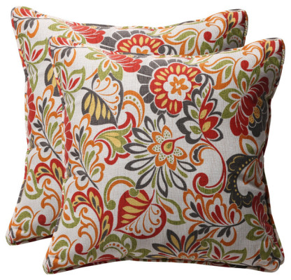 Colorful Flower with Vine Outdoor Cushion