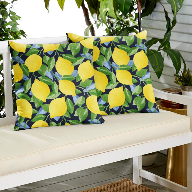 Yellow Lemons Fresh Fruits Outdoor Cushion