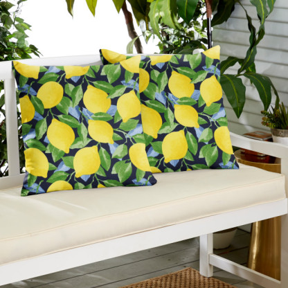 Yellow Lemons Fresh Fruits Outdoor Cushion