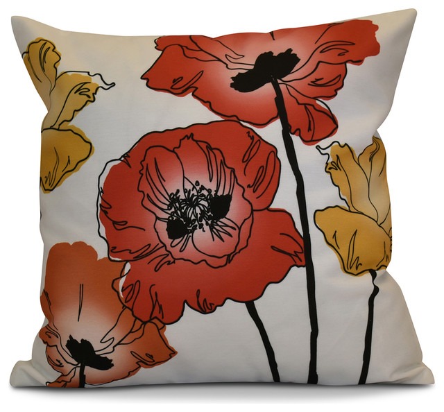 Poppies Floral Print Outdoor Cushion