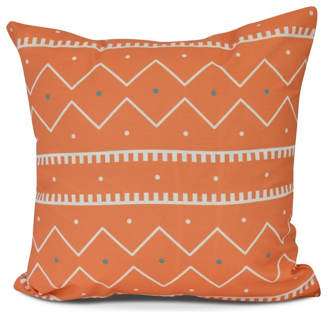 Orange Geometric Print Outdoor Pillow