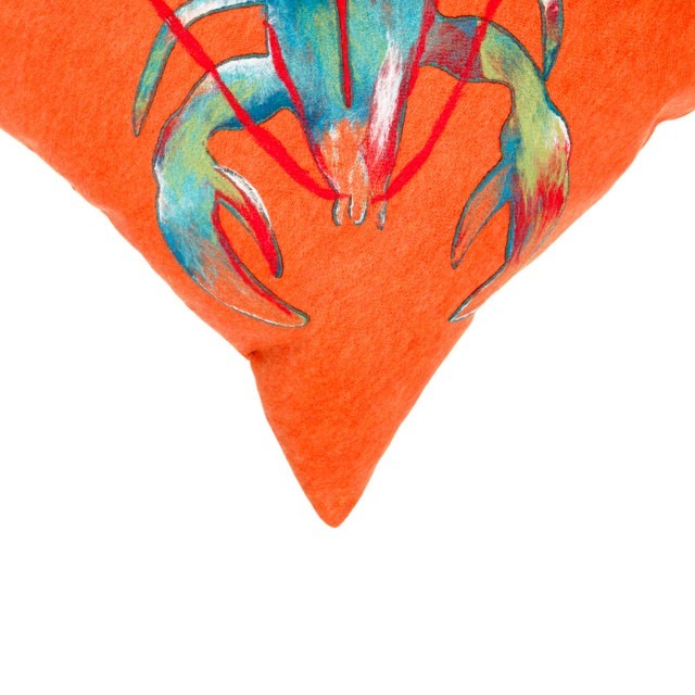 Orange Lobster Print Outdoor Cushion
