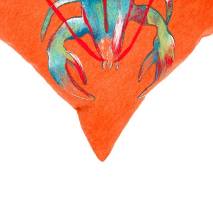 Orange Lobster Print Outdoor Cushion