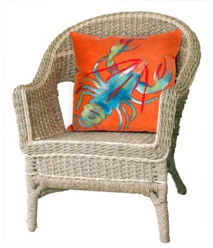Orange Lobster Print Outdoor Cushion