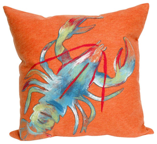 Orange Lobster Print Outdoor Cushion