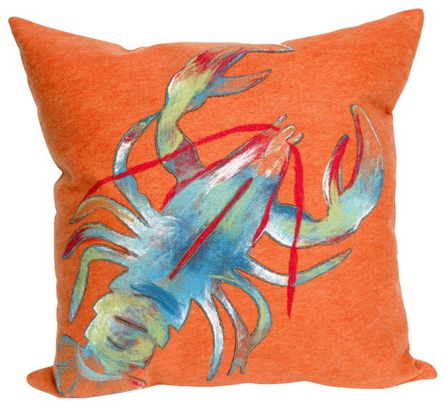 Orange Lobster Print Outdoor Cushion