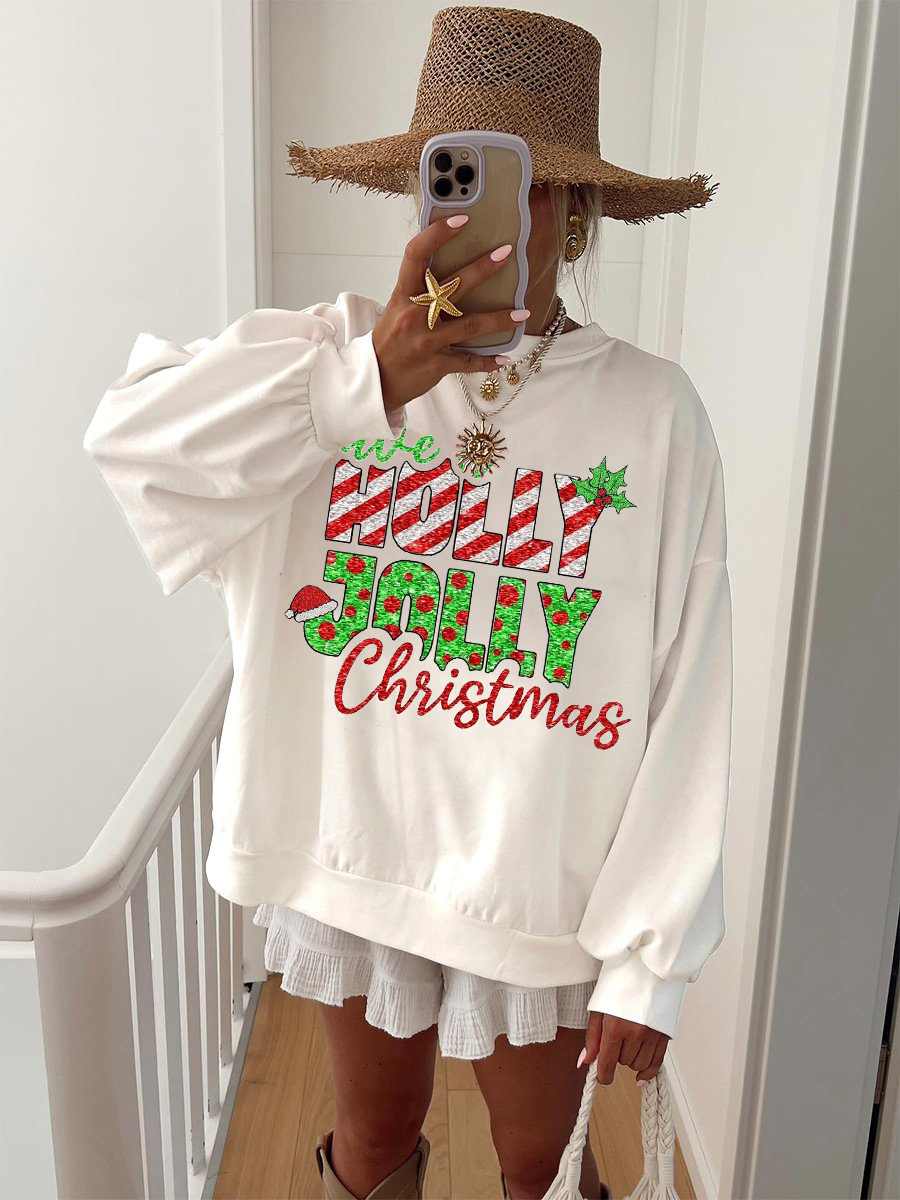 Women's Christmas Letter Printed Casual Homewear Sweatshirt