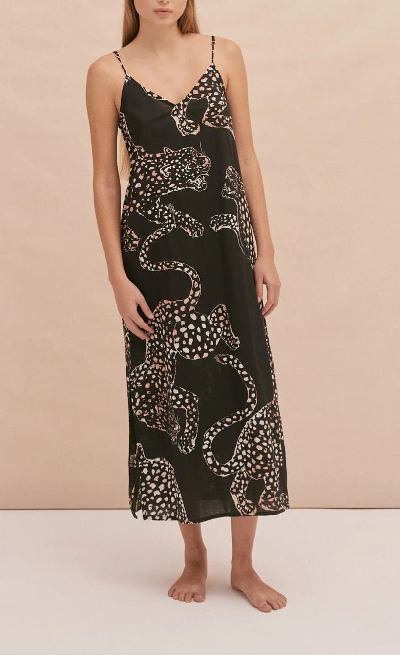 Navy Blue V-Neck Camisole Printed Pajamas