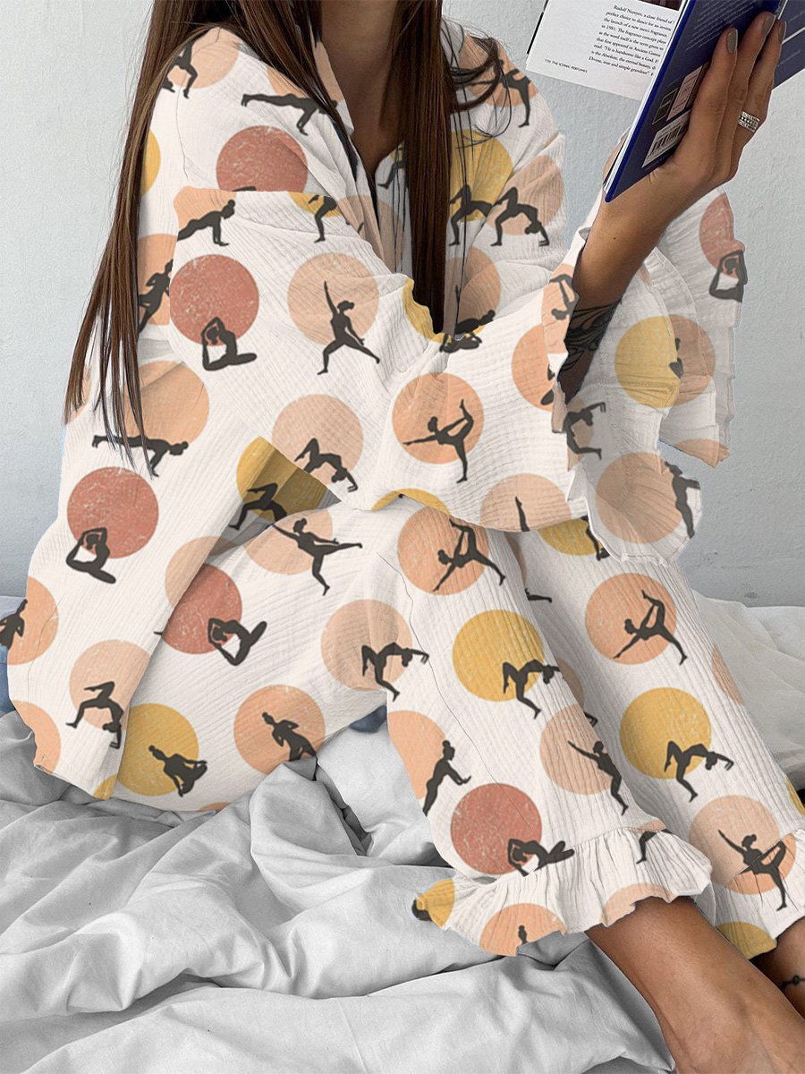 Yoga 36 Style Printed Ruffle Pajamas