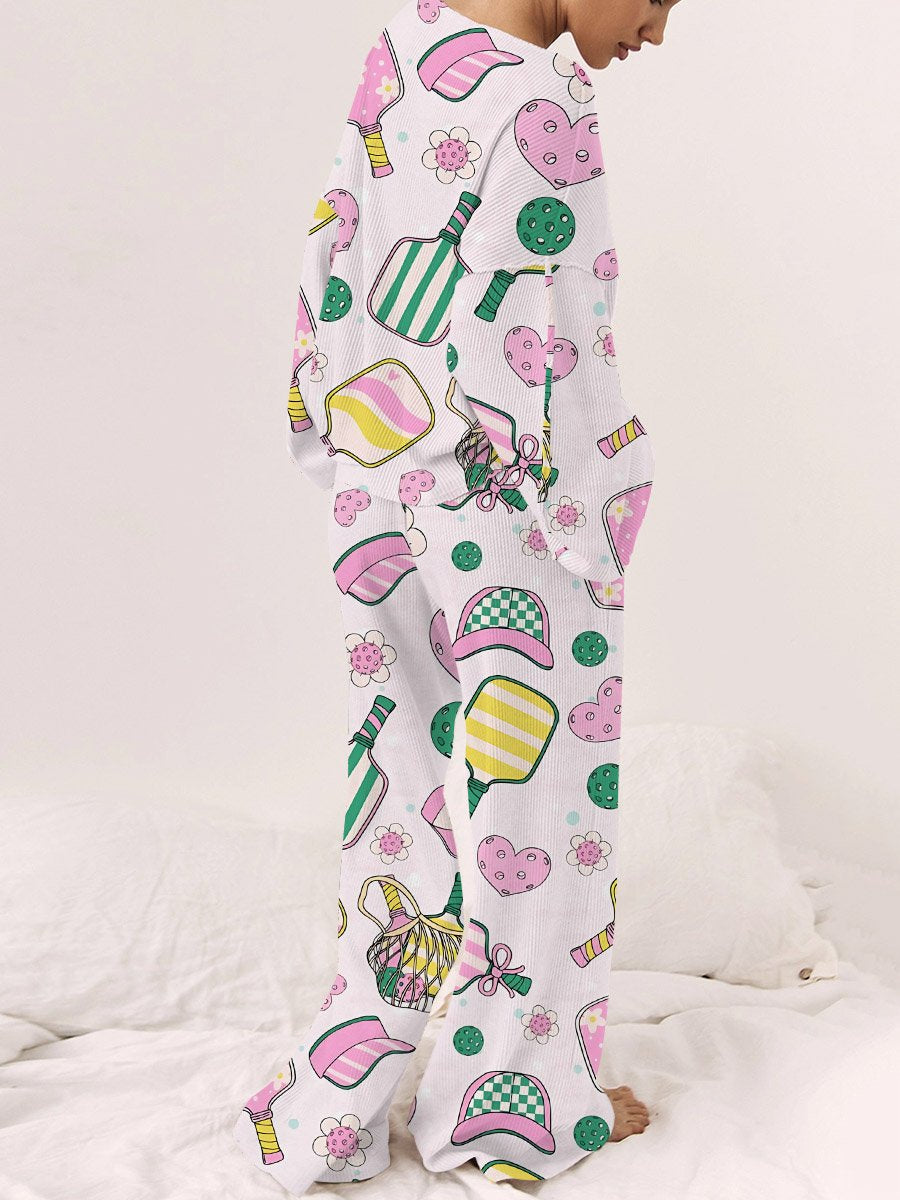 Women's Cricket Print Long Sleeve Pajama Set