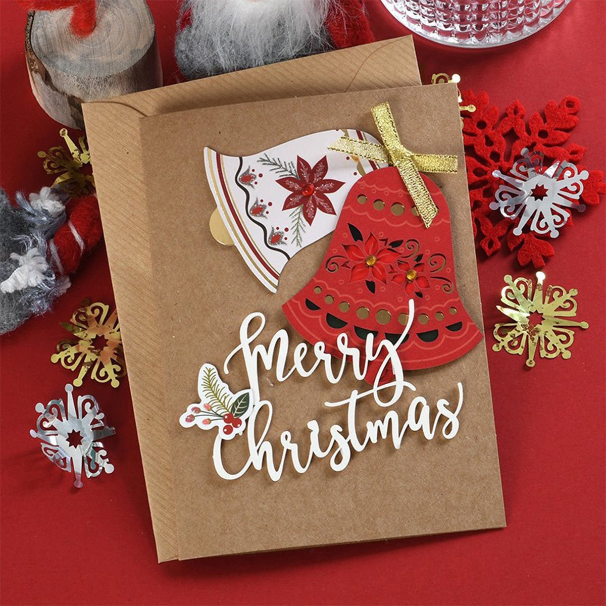 Christmas Retro Kraft Paper Gold Stamping Three-Dimensional Christmas Card