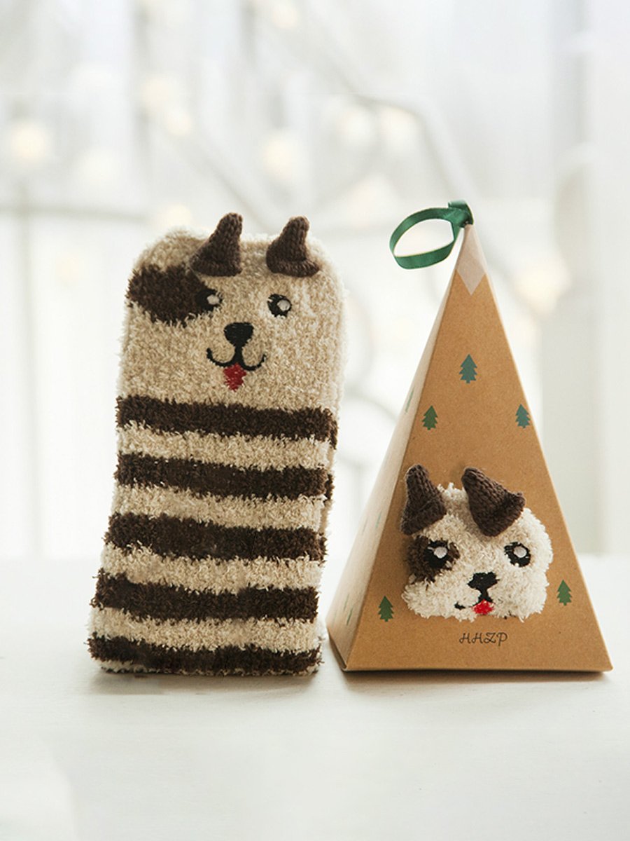 Women's Thick Coral Fleece 3D Christmas Socks