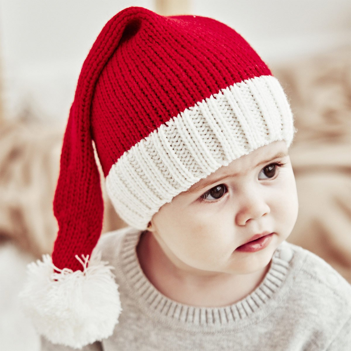 Christmas Pom Pom Knitted Hat