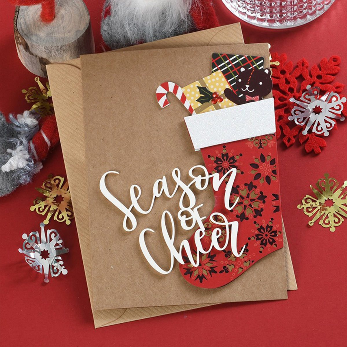 Christmas Retro Kraft Paper Gold Stamping Three-Dimensional Christmas Card