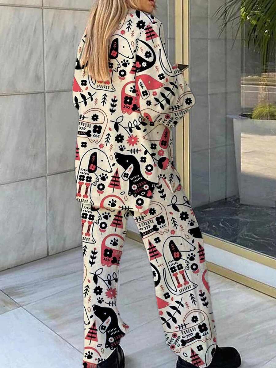 Women's Puppy Graffiti Sweatshirt Set