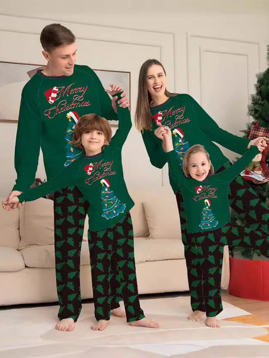 Christmas Tree Printed Family Pajamas Set