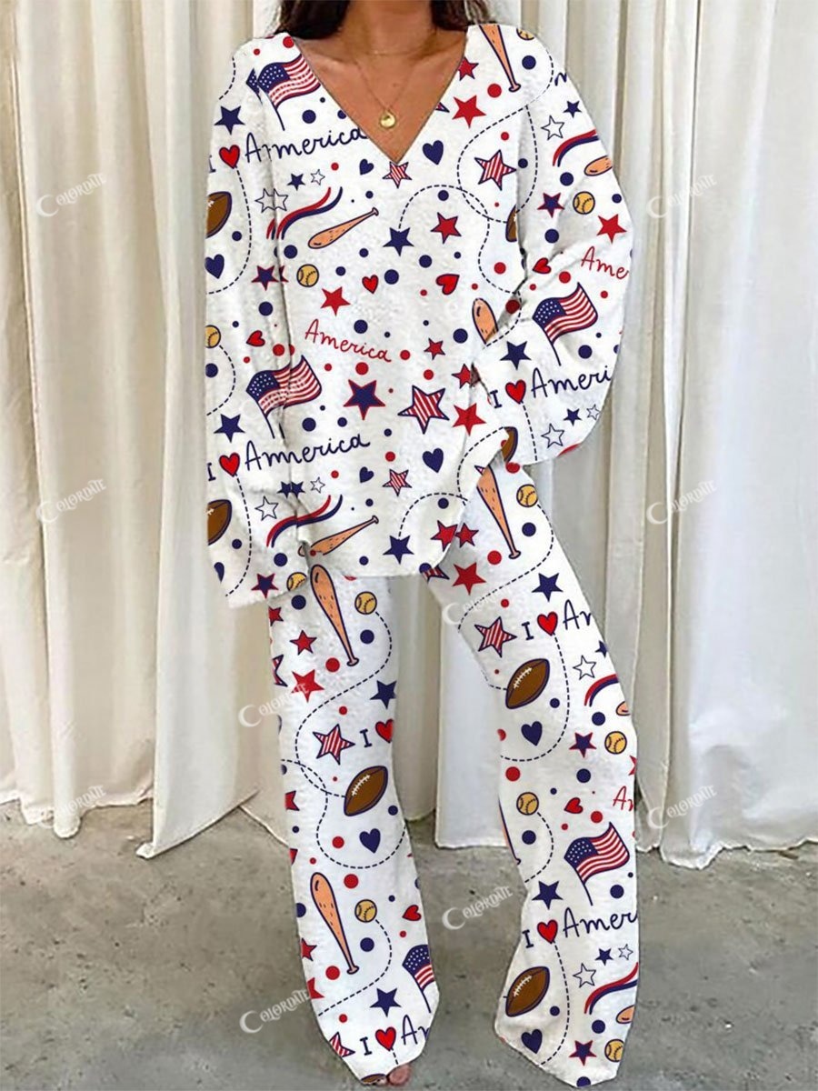 Women's Captain America Print Pajama Set