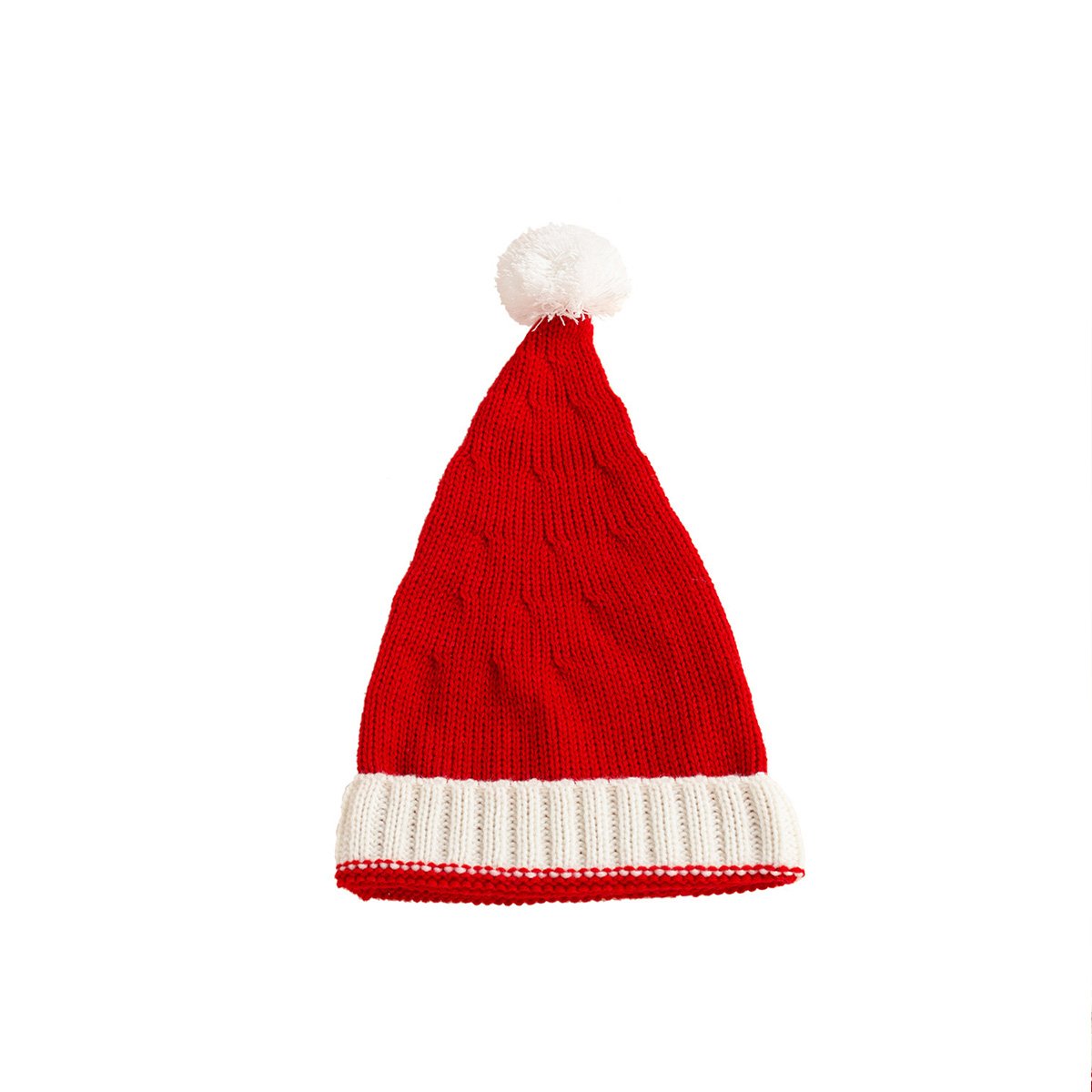 Christmas Pom-Pom Two-Color Knitted Hat