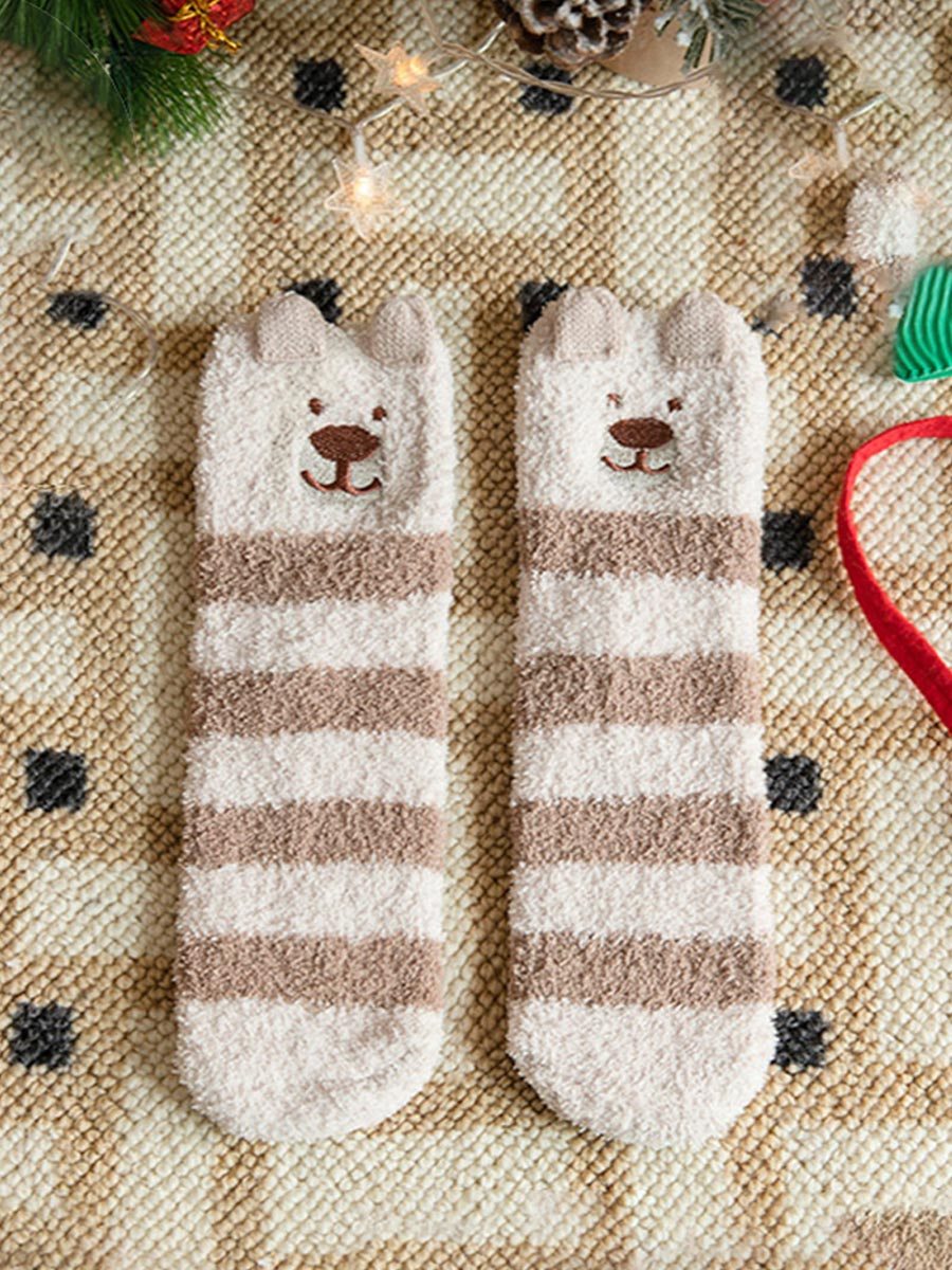 Coral Fleece Christmas Gift Christmas Animal Socks for Men and Women
