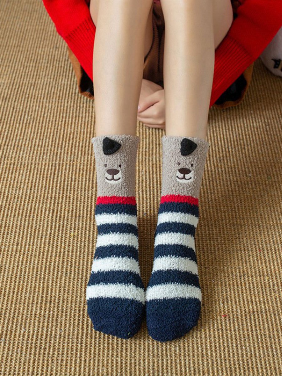 Women's Thick Coral Fleece 3D Christmas Socks