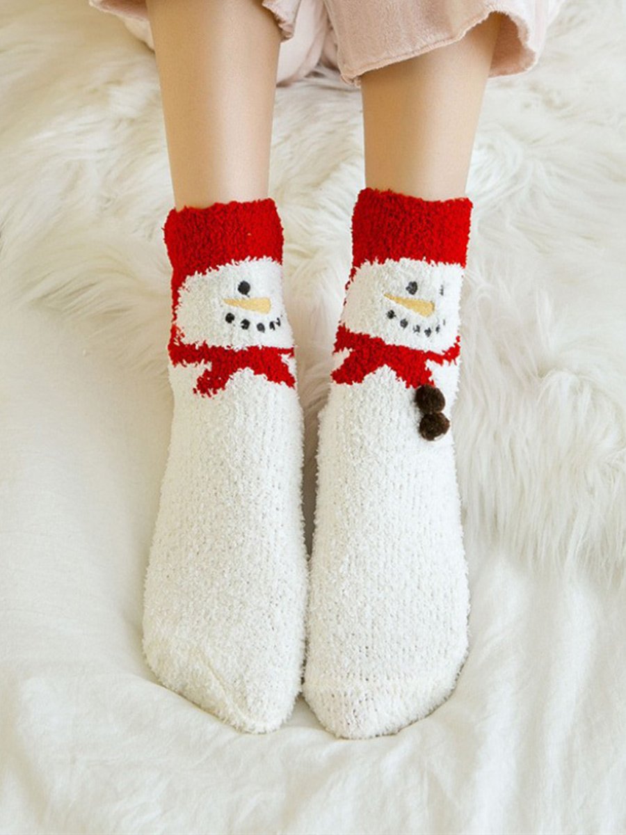 Women's Thick Coral Fleece 3D Christmas Socks