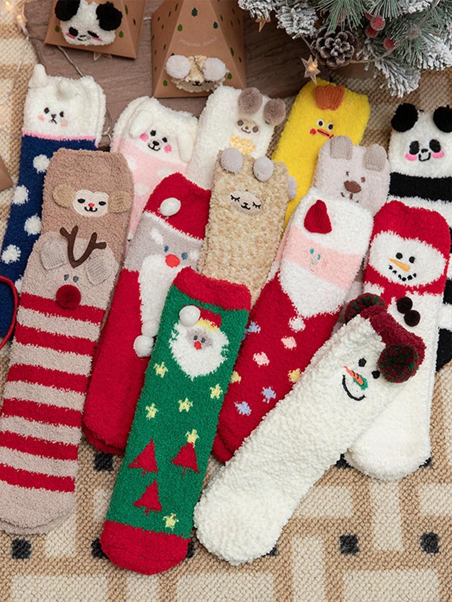Coral Fleece Christmas Gift Christmas Animal Socks for Men and Women