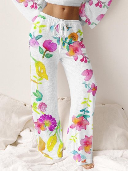 Women's Beautiful Minds ispire Others Elegant Floral Pattern Round Neck Long Sleeve Suit