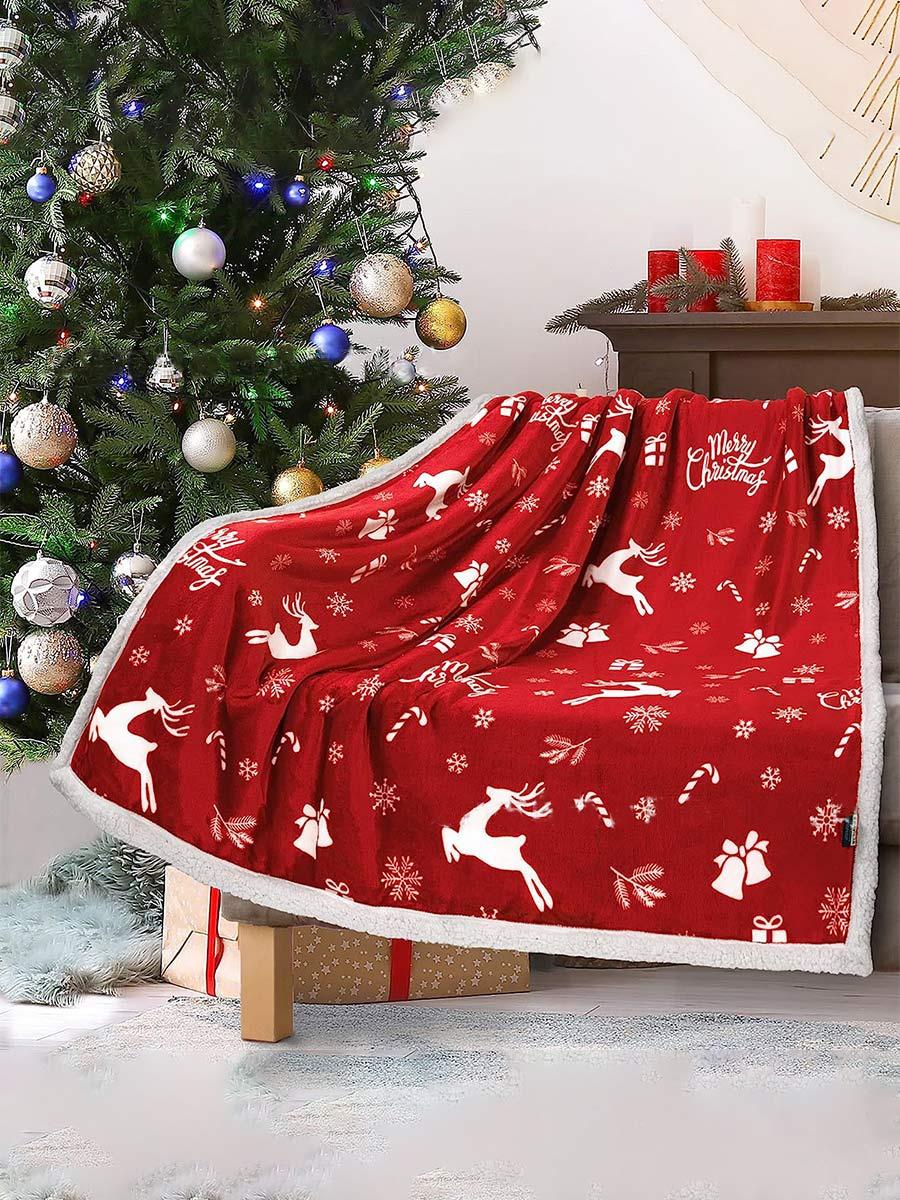 Christmas Printed Elk Snowman Gingerbread Man Snowflake Sofa Blanket