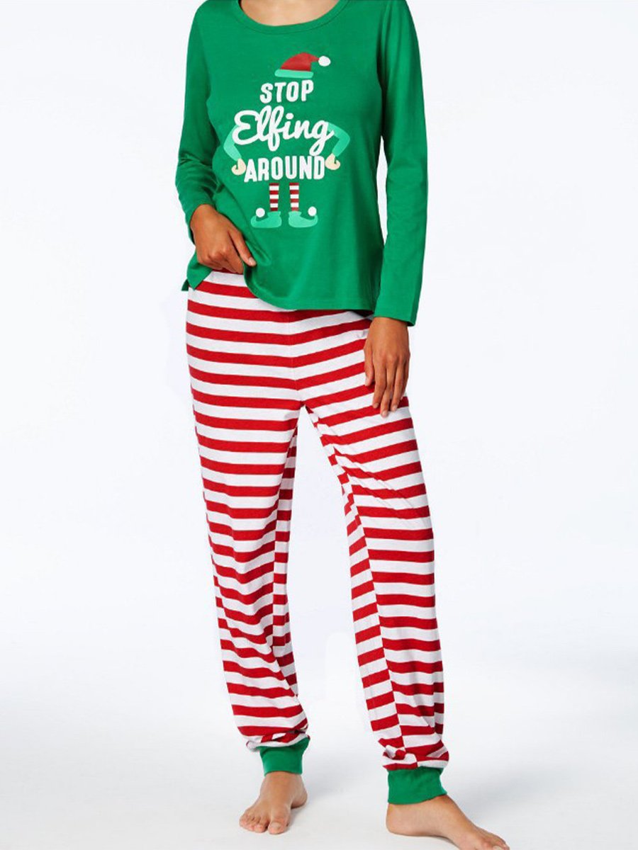 Christmas Hat Stripe Print Family Set