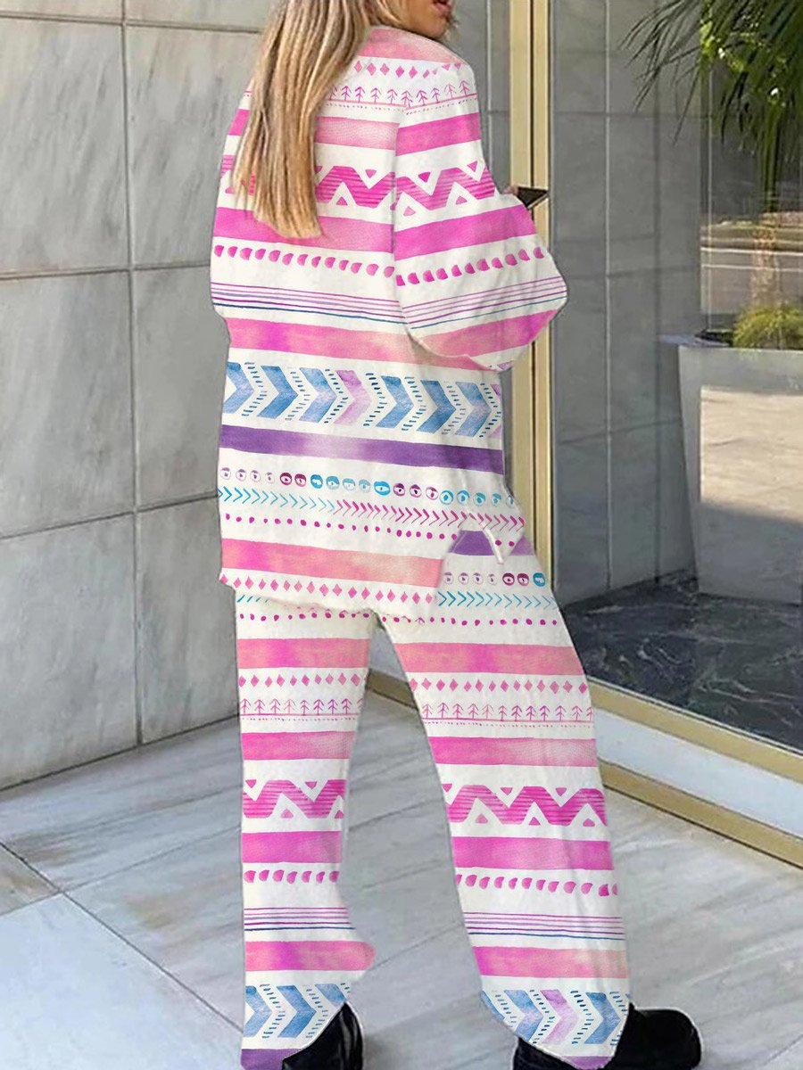 Women's Colorful Bohemian Printed Lounge Long Sleeve Suit