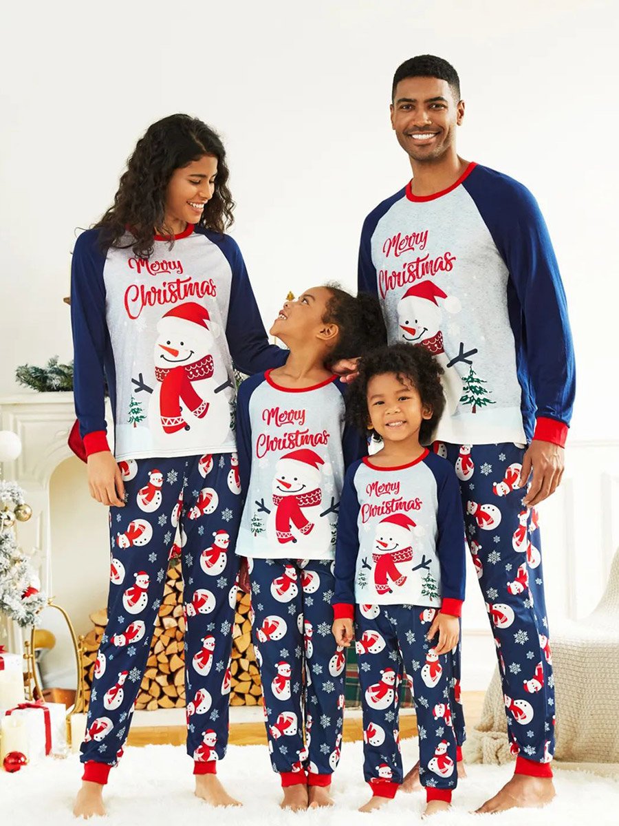 Christmas Snowman Print Family Homewear Set