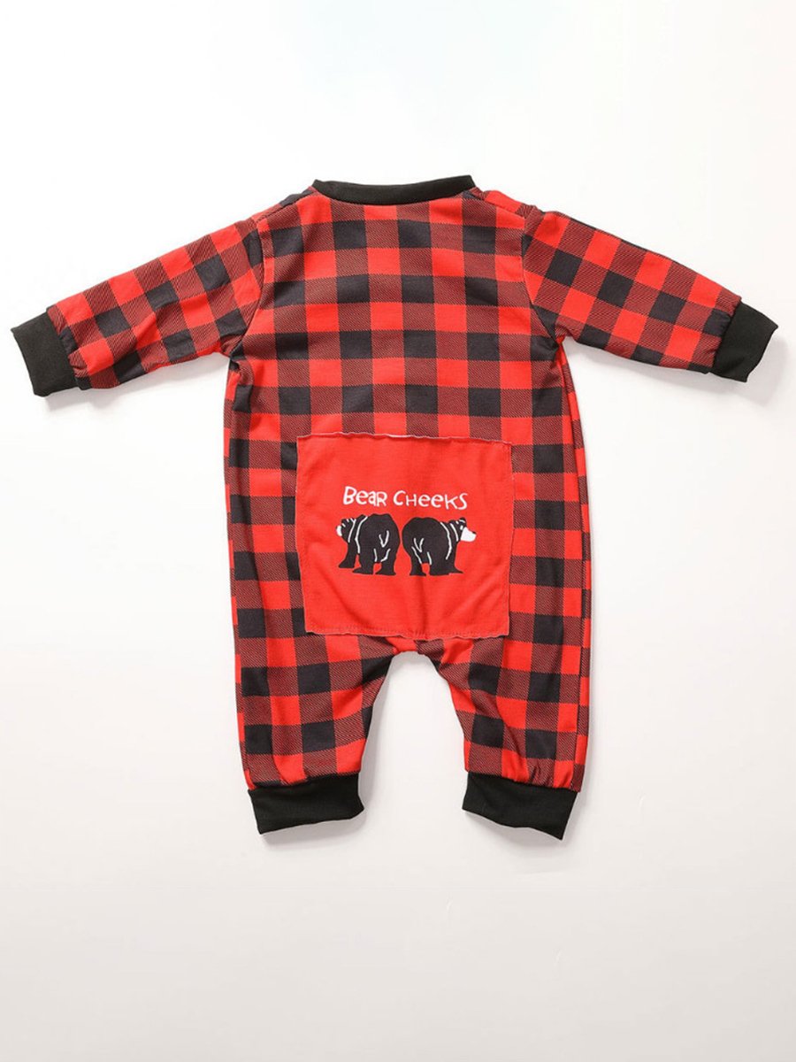 Christmas Red Plaid Check Jumpsuit Homewear